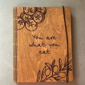 Custom etched wood recipe book